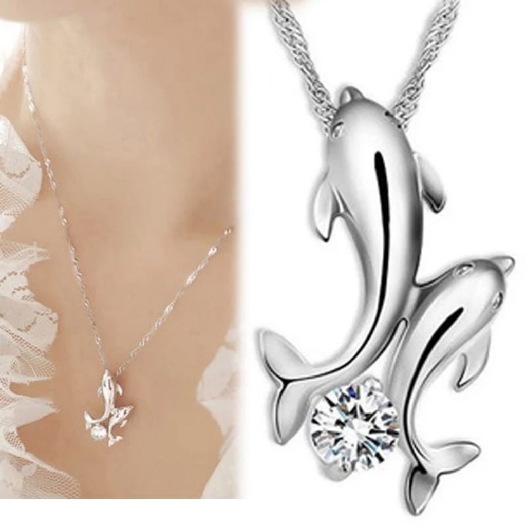 Dolphin Pendant Double Dolphin Necklace